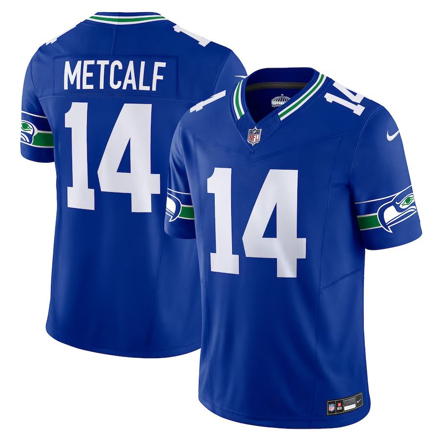 Men Seattle Seahawks #14 DK Metcalf Nike Royal Throwback Vapor F.U.S.E. Limited NFL Jersey